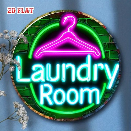 Retro neon laundry room - retro, metal
